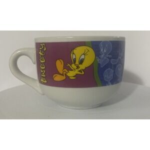 VTG 1998 Looney Tunes Bugs‎ Bunny Tweety Ceramic Soup Cup Coffee Mug